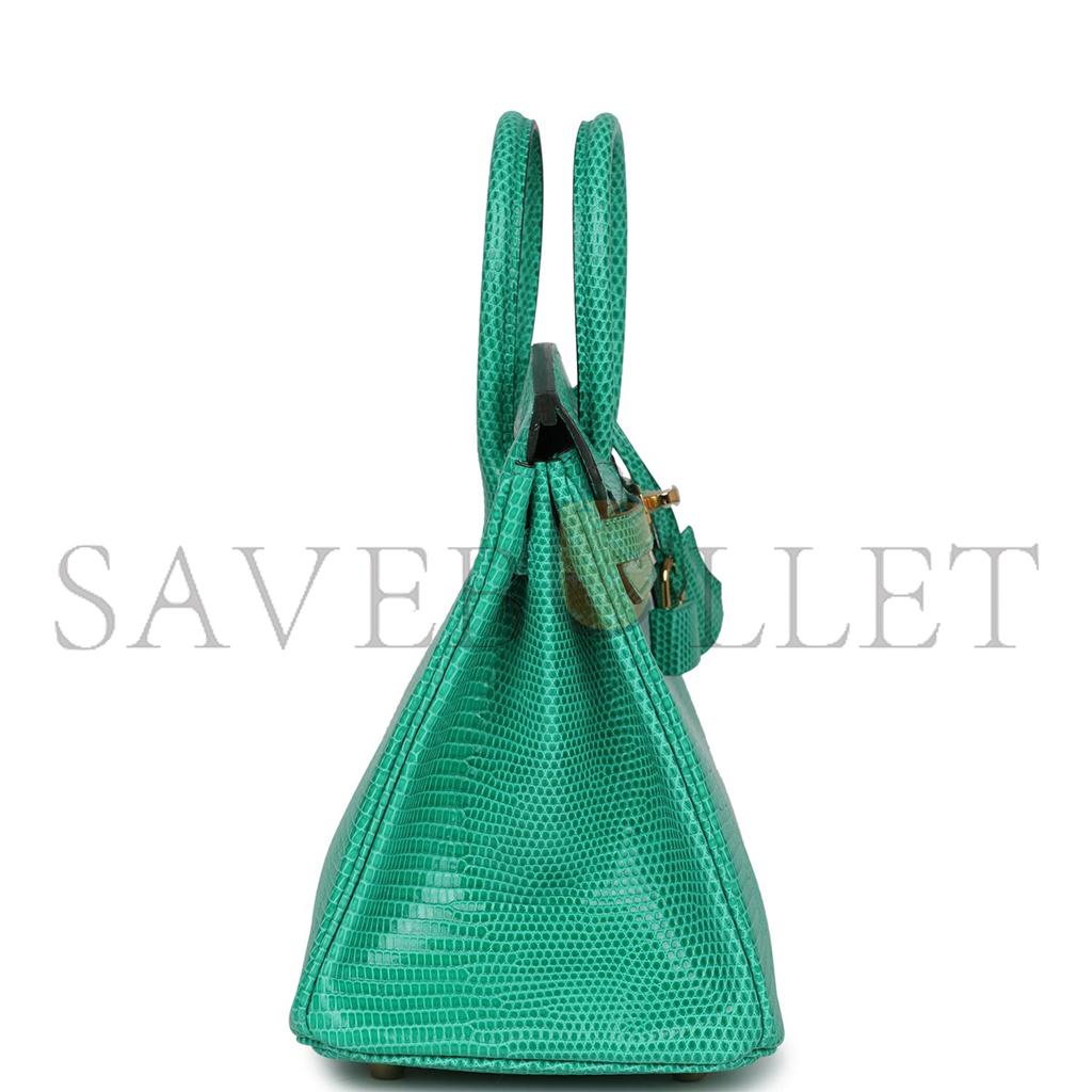 H**mes master birkin 25 lizard bamboo green gold buckle h028352ca19 (25*20*13cm)